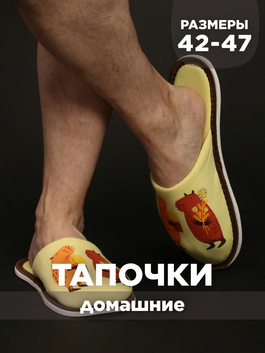 Тапочки домашние мужские, С-6ММ(пч)-МР, капибара бежевый