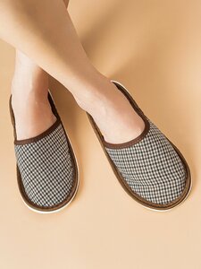 Тапочки домашние женские с пробковой стелькой, С-6ЖТП(пр)-МР, коричневая клетка — фото 3