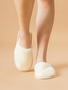 Тапочки домашние женские с закрытым носом ИвШуз,С-ЖКТ-МР, молочные — фото 3